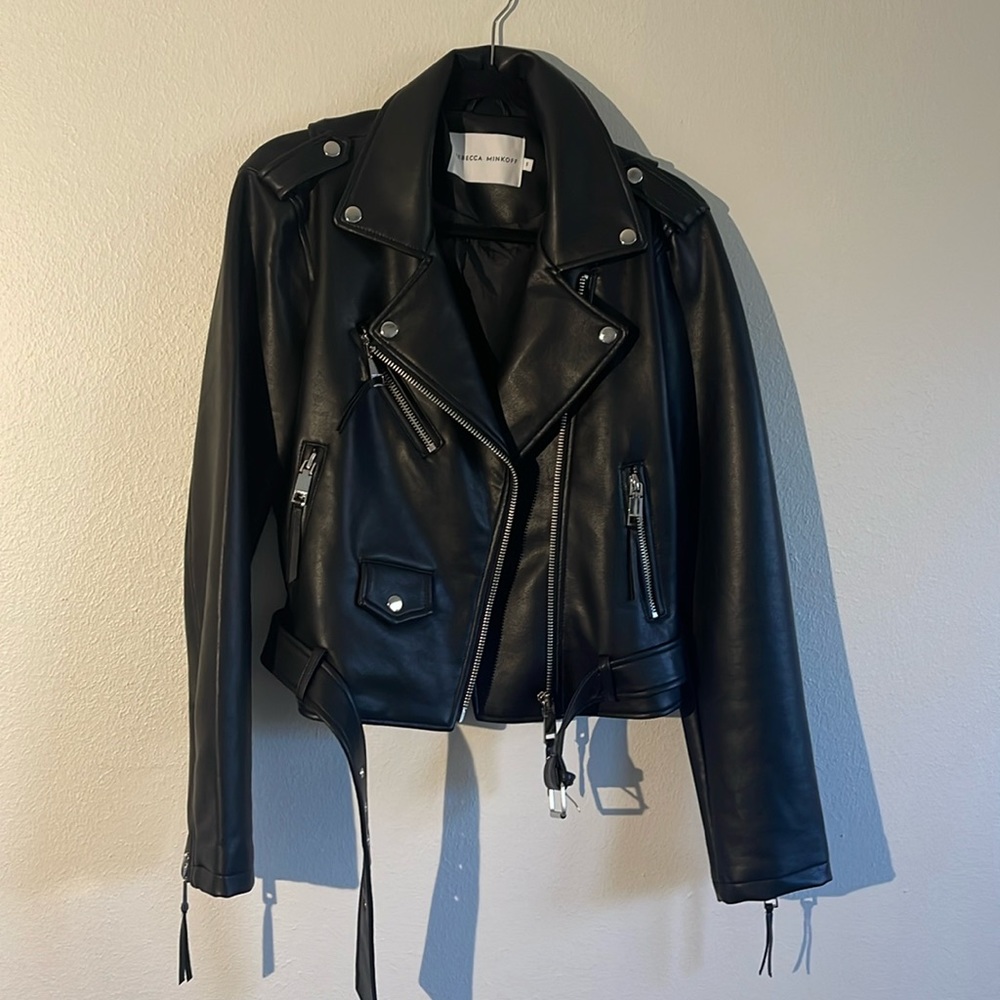 Rebecca Minkoff, leatherish - moto biker jacket small